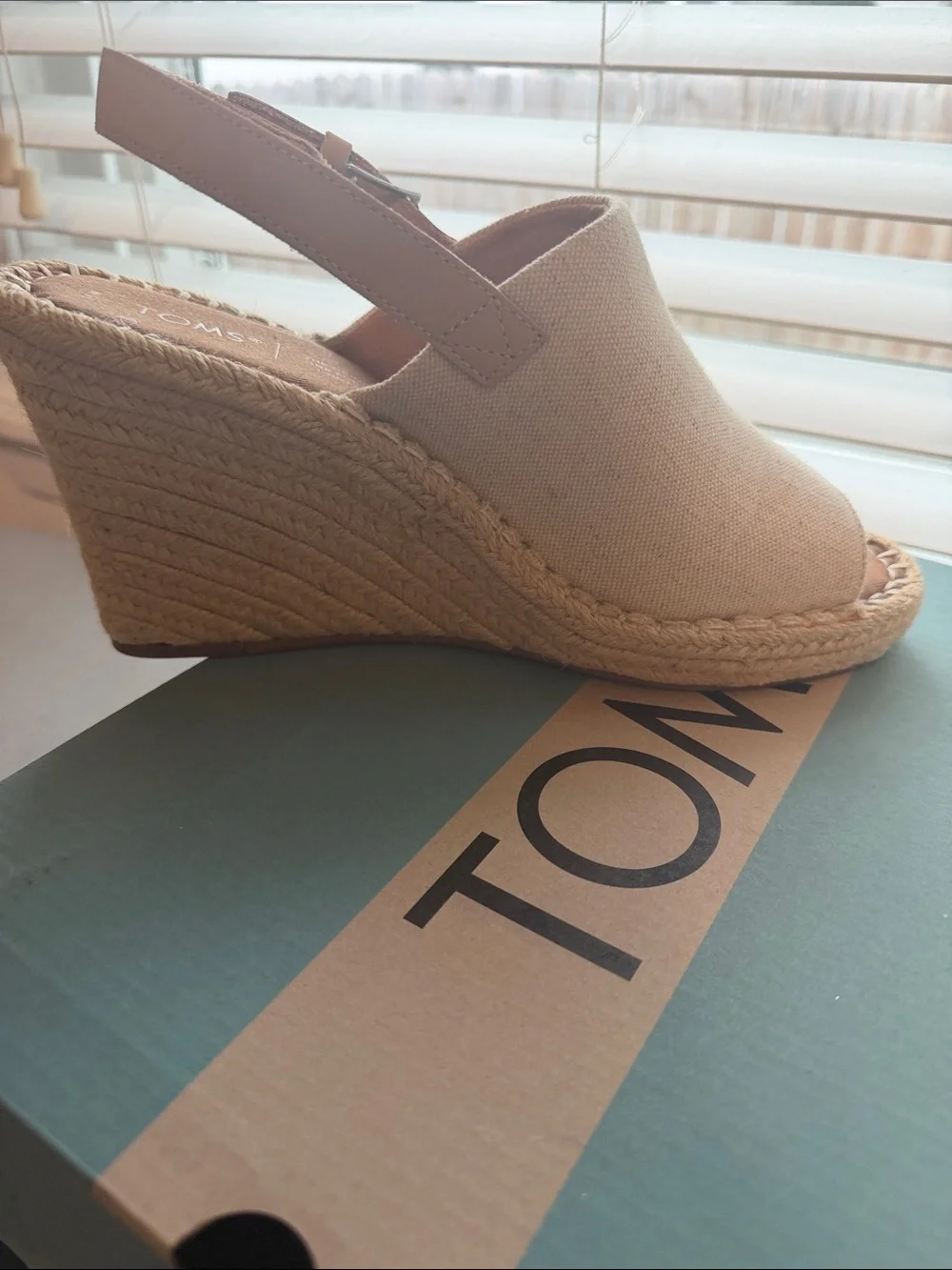 TOMS Natural Canvas Espadrille Slingback Sandals